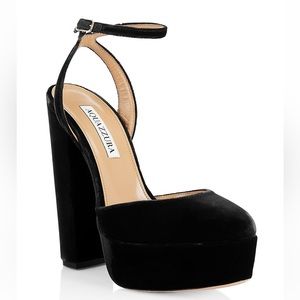 AQUAZZURA “So High” Black Velvet Heels Shoes - 37